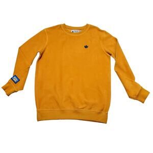 Dutch Bros Coffee Mens Sweater Mustard Yellow Sweatshirt Fleece Size S Small
